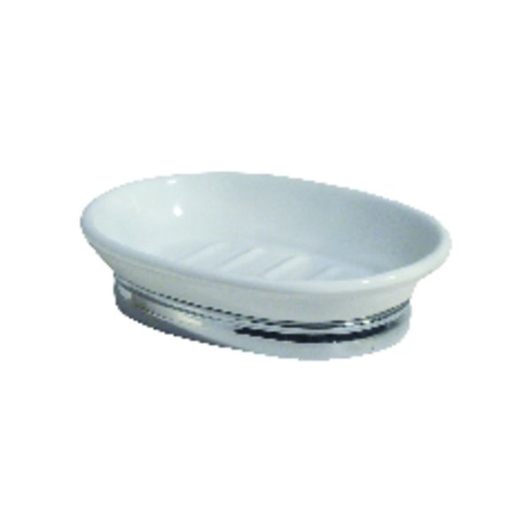 Interdesign iDesign York Powder Coated White Ceramic/Chrome Soap Dish 68861